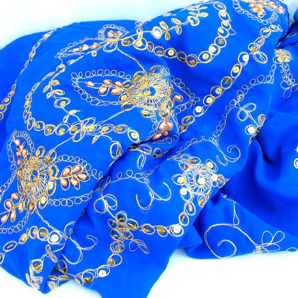 Beautiful - Vintage Sari - Material - Embellished - Picture 1 of 8